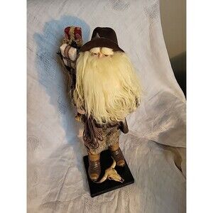 Western Santa Figure 18.5" Tall Doll W/bag Of Presents  Deer Horns Rope Chaps